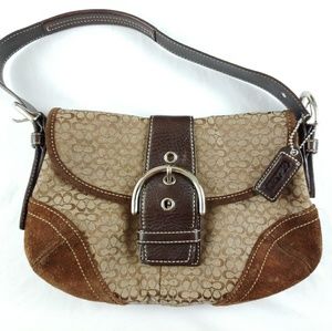 Coach Brown Mini Soho Suede Flap Handbag Purse